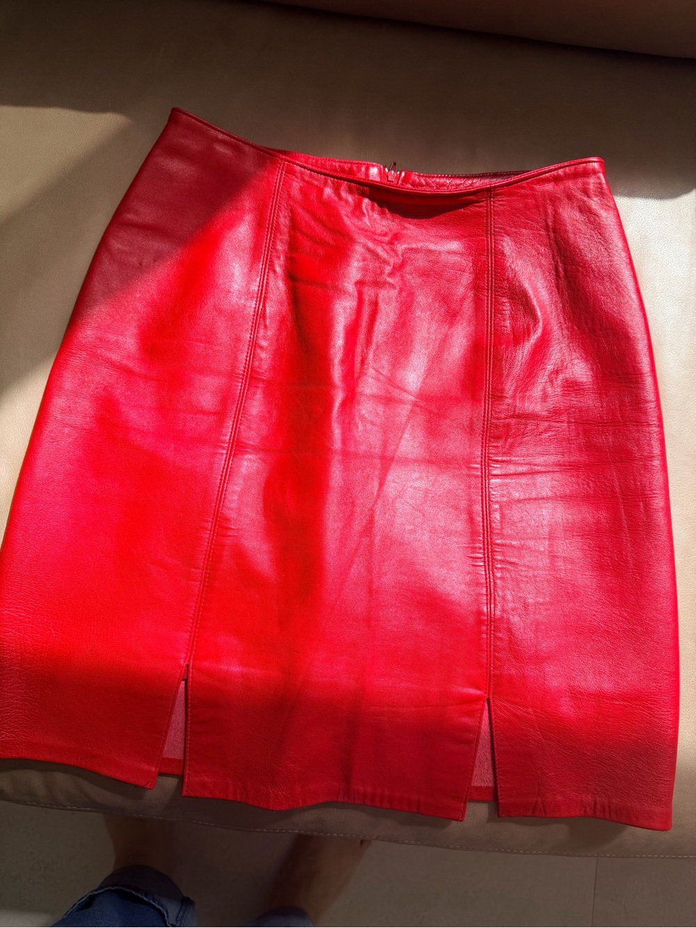 Firenze Santa Barbara (Saks fifth Ave) red genuine leather skirt